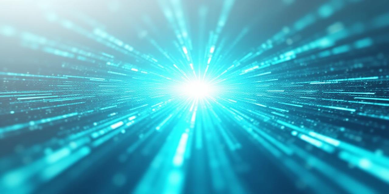 Abstract visualization of secure data flowing through a digital network